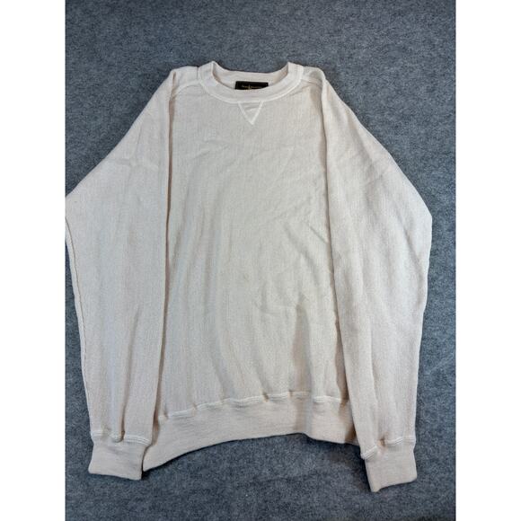 Peru Unlimited Crewneck Sweater Mens Large Beige Baby Alpaca Wool Blend Preppy - Picture 1 of 6